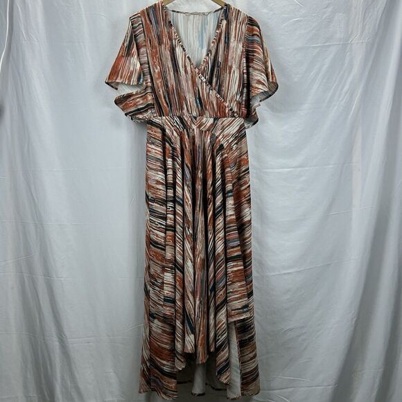 Soft Surroundings Dresses & Skirts - Soft Surroundings Small Cyra Dress Painted Stripe Asymmetrical Hem